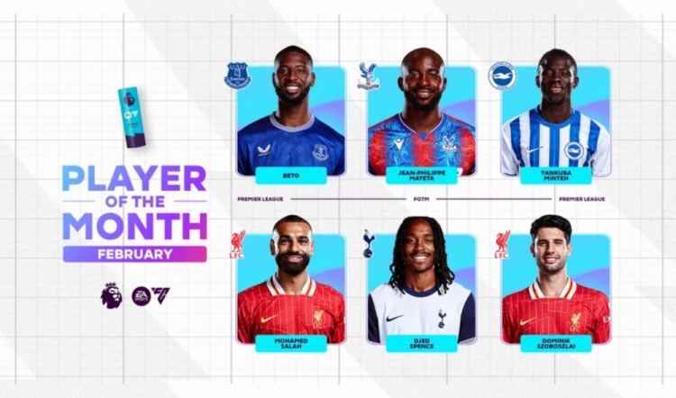 英超2月最佳候選：貝托、馬特塔、明特、薩拉赫、斯賓塞、索博